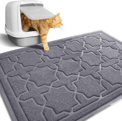 35.4" x 23.6" Cat Litter Mat with Litter Lock Mesh - Soft, Non-Slip, Water-Resistant Design for Easy Cleaning and Litter-Free Floors, Dark Grey