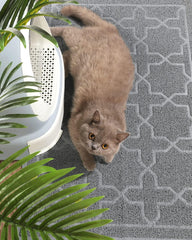 35.4" x 23.6" Cat Litter Mat with Litter Lock Mesh - Soft, Non-Slip, Water-Resistant Design for Easy Cleaning and Litter-Free Floors, Dark Grey