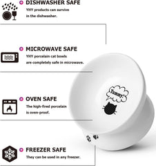 Elevated Ceramic Cat Bowl for Flat-Faced Cats and Small Dogs, Anti-Vomiting Design, Dishwasher Safe, 5 Inches, White